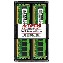 A-Tech 8GB (2x4GB) RAM for Dell PowerEdge R310, T310 Servers | DDR3 1333MHz ECC-RDIMM PC3-10600 2Rx8 1.5V 240-Pin ECC Registered DIMM Server Memory Upgrade Kit