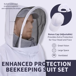 KAGZ Upgraded Bee Suit with Sting Proof Cap and Gloves for Men Women, Beekeeping Beekeeper Suit Bee Costume with Ventilated Hood XXXL