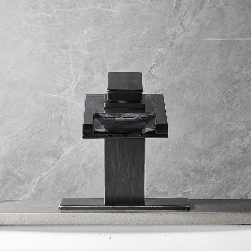 AVSIILE LED Bathroom Sink Faucet, Oil Rubbed Bronze Waterfall Single