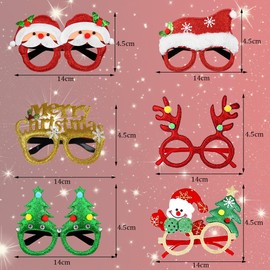 Bukezudang Novelty Christmas Glasses, Funny Christmas Glasses, Christmas Glasses for Adults, Christmas Glasses with Christmas Motifs, Creative Christmas Decoration for Children and Adults