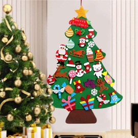 DIY Felt Christmas Tree Decorations – 3.3ft Non-Woven Christmas Tree Set with 28Pcs Detachable Christmas Ornaments Wall Decor Xmas Tree Gifts for Kids New Year Home Door Window Christmas Decoration