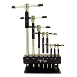 Pit Posse 8pc Metric T-Handle Hex Allen Key Wrench Tool Set - 3-Way Rotating Spinning Sleeve For Fast Spin Action - Includes Storage Rack - Made Of High Carbon Steel - Auto Bike Moto Bicycle