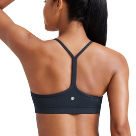 CRZ YOGA Women's Racerback Sports Bra Padded Without Underwire Y Back Yoga Summer Breathable Spaghetti Top, Real Marine, S
