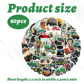 Tractor Stickers, Pack of 60 Tractor Stickers, Waterproof Stickers, Excavator Stickers, Sticker Vehicles, Tractor Stickers, Car Sticker for Suitcase, Car, Skateboard, Laptop, Scrapbook, DIY (4-8 cm)