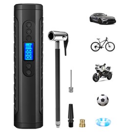 NWOUIIAY Electric Bicycle Air Pump 6000 mAh Mini Portable Bicycle Air Pump Air Compressor 150 PSI with Digital Display USB Charging Suitable for Cars Motorcycles Bicycles Ball Games