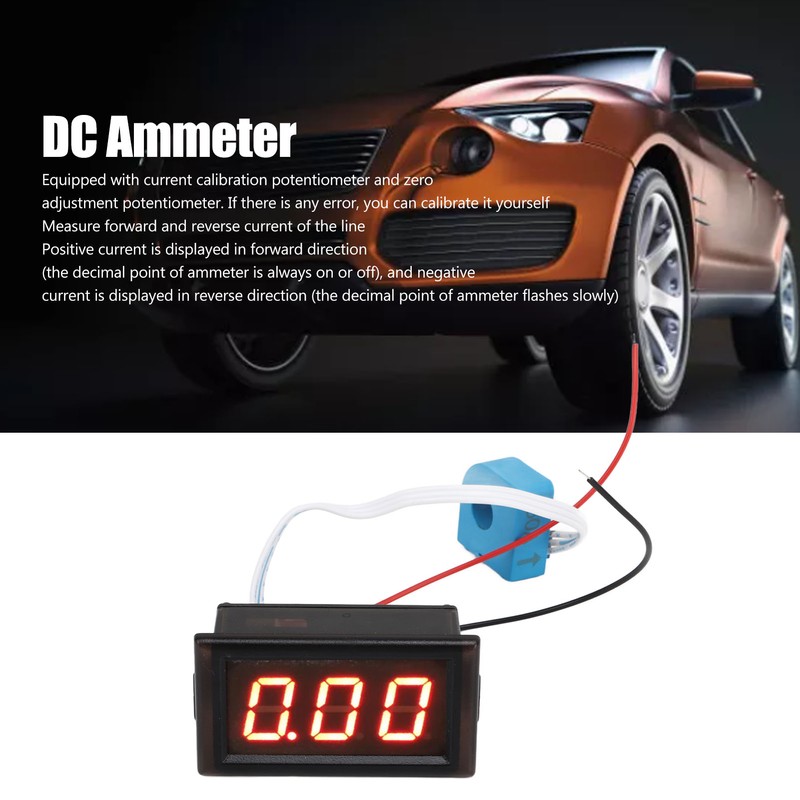 DC Ammeter with Hall Sensor LED Digital Display 50A High