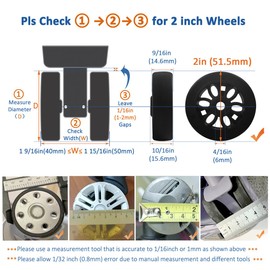 ASUNTOM Luggage Wheels Replacement Set 8PCS 2inch TPU Rubber Wheel Convenient Upgrade Sets Smooth Silent for Suitcase Spinner Trolley Bag Drawbar Travel Box Caster Repair