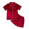 Miyanuby Girls Boys Pyjamas Set Button-up Silk Satin Pajamas Sleepwear