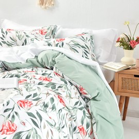 SLEEP ZONE Bedding Duvet Cover Sets Printed Rose Floral 120gsm Ultra Soft Zipper Closure Corner Ties, Elegant Rose,Full/Queen (90 X 90 inch | 2 Pillow Shams)