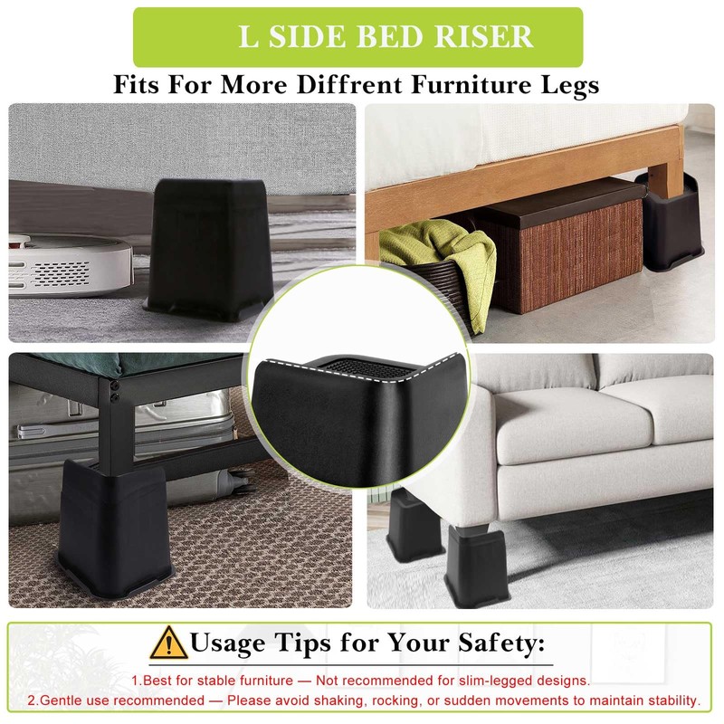 Yookwutar Bed Risers 2 inch, 3 inch, 4 inch, 6