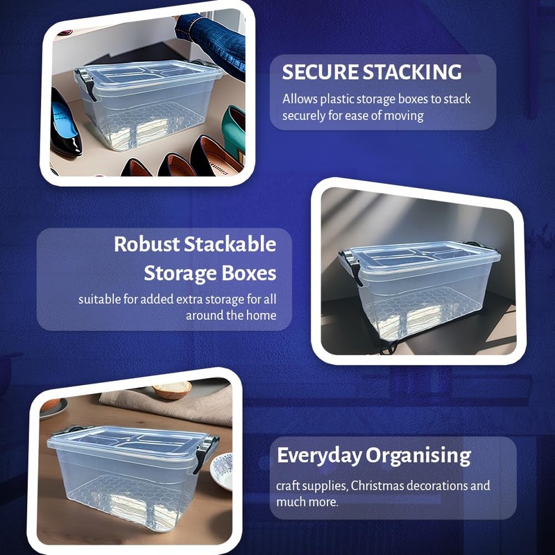 METALLIC TURTLE Clear 3.5L Plastic Storage Boxes with Grey Clip