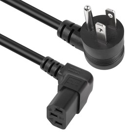 GELRHONR 90 Degrees 3 Prong AC to IEC320 C13 Power Cord,10A 125V Down Angle NEMA 5-15P to C13 Universal Power Cable for Notebook Computers, TV, Monitors-4.9Ft (Blcak-Up C13)