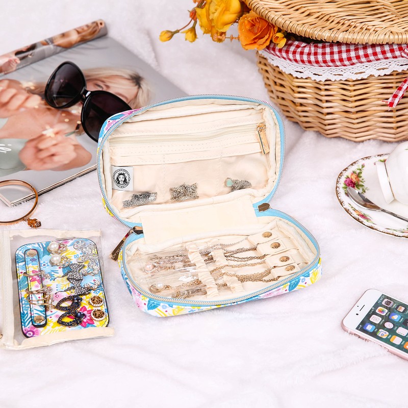 Angelina's Palace Small Waterproof Jewelry Organizer Case Vegan Leather Travel