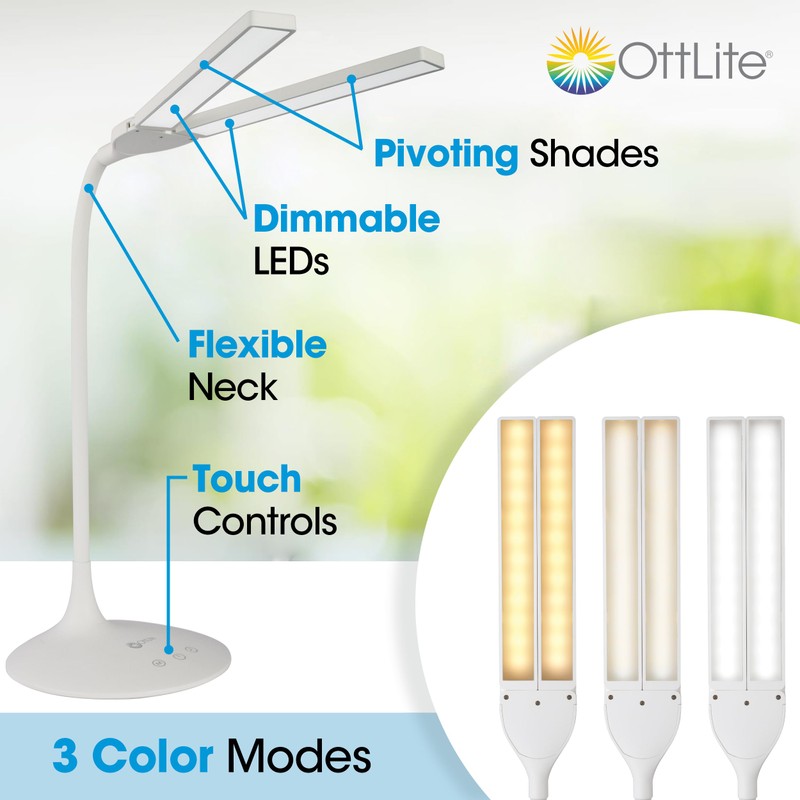 OttLite Dual Shade LED Desk Lamp - 3 Color Temperature
