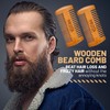 Beard Comb for Men Solid Beech Wood Handmade with Leather