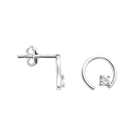 SOFIA MILANI - Women's Earrings 925 Silver - with Zirconia Stone - Circle Stud Earring - 21041