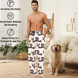visesunny Mens Pajama Pants Funny Dachshund Dog Shape Heart 100% Cotton Lightweight Soft Pajama Bottoms Lounge Sleepwear PJs with Pockets S-XXL