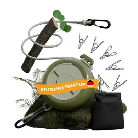 NATURBUMMLER® DryLine+ Extendable Washing Line Camping Clothesline 10 m - Weatherproof & Space Saving - Ideal for Outdoor, Travel, Motorhome, Balcony & Garden - Ultralight Camping Accessories (Green)