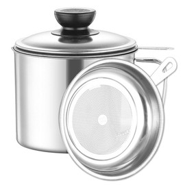 Stainless Steel Oil Filter Household Cooking Oil Storage Can with Fine Mesh Lid Cooking Oil Fat Separator for Storing Frying Cooking Grease