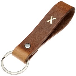 ELBERCRAFT® Key Fob Leather Alphabet the Key Organiser for Your Key Bag Keychain Made in Germany Brown Gold Engraving, x