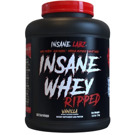 Insane Labz Insane Whey Ripped, Lean Muscle Building Protein with L-Carnitine and CLA Oil Powder, 5lbs 60 Servings, Vanilla