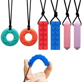 NCOIIBF 6 Pcs Collar Mordedor Sensorial, Collares Sensoriales Masticables, Estimulación Oral Motora, Collar Masticable de Ansiedad para Autismo, TDAH Y Necesidades de Masticación de Motor Oral (A)