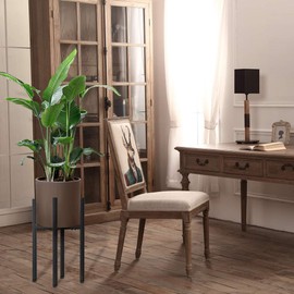 2 Pack Metal Plant Stand Indoor with Adjustable Width Fits 8 to 12 Inch Pots,Mid-Century Flower Holder for Corner Display-Black(Planter and Pot Not Included).
