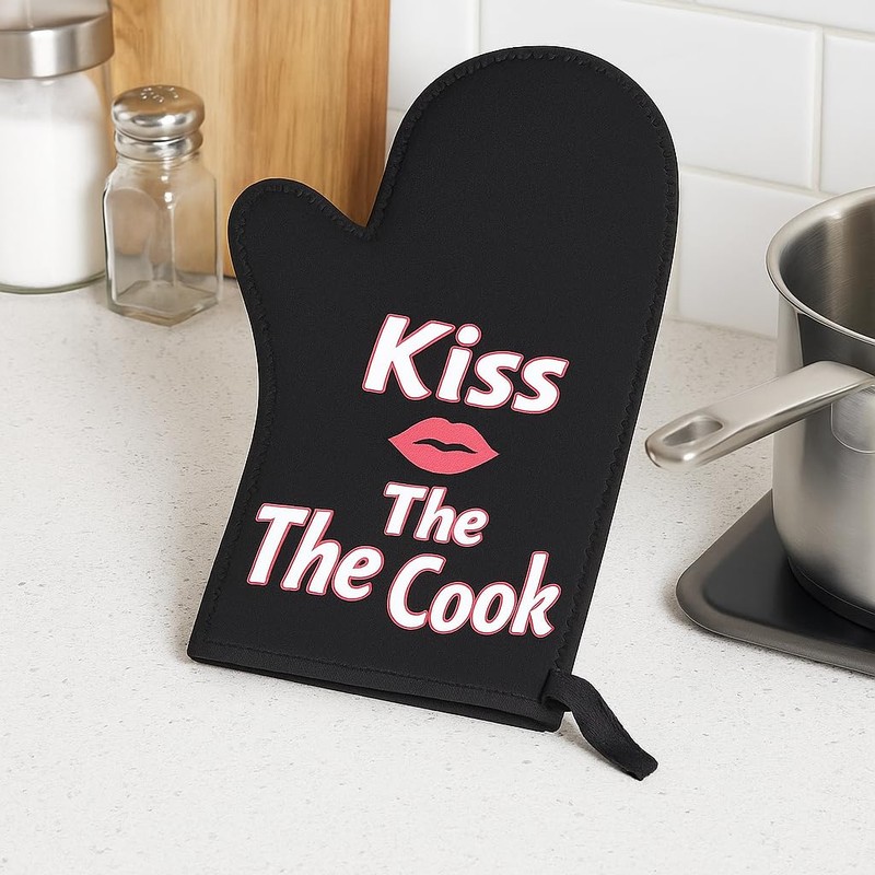 Creative Home Black Neoprene Oven Mitt Glove Insulated for Cooking