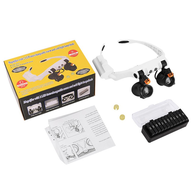 Headband Magnifier Eye Loupes Eyeglass Style Hands-Free Magnifying Multiple Magnifications
