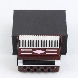 Dselvgvu Miniature Accordion with Case Mini Musical Instrument Accordion Replica Collectible Figurines Dollhouse Accessories Model Home Decoration Display Ornament (Red, 2.76"x2.36"x1.18")