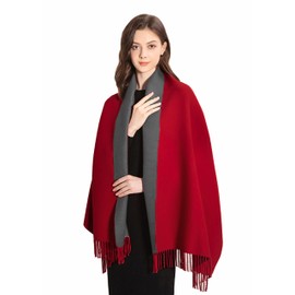 MOWEN Cashmere Scarf Women Oversized Pashmina Large Warm Scarves Wraps 2-Tone Solid Colour for Autumn Winter 70 x 200 cm, 8 UK