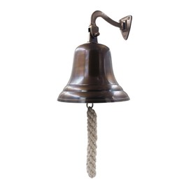Solid Brass Wall Mounted Ship Hanging Antique Brass Bell for Reception, School, Outdoor, Indoor, Dinner & Chruch - 6 Inch by The Metal Magician