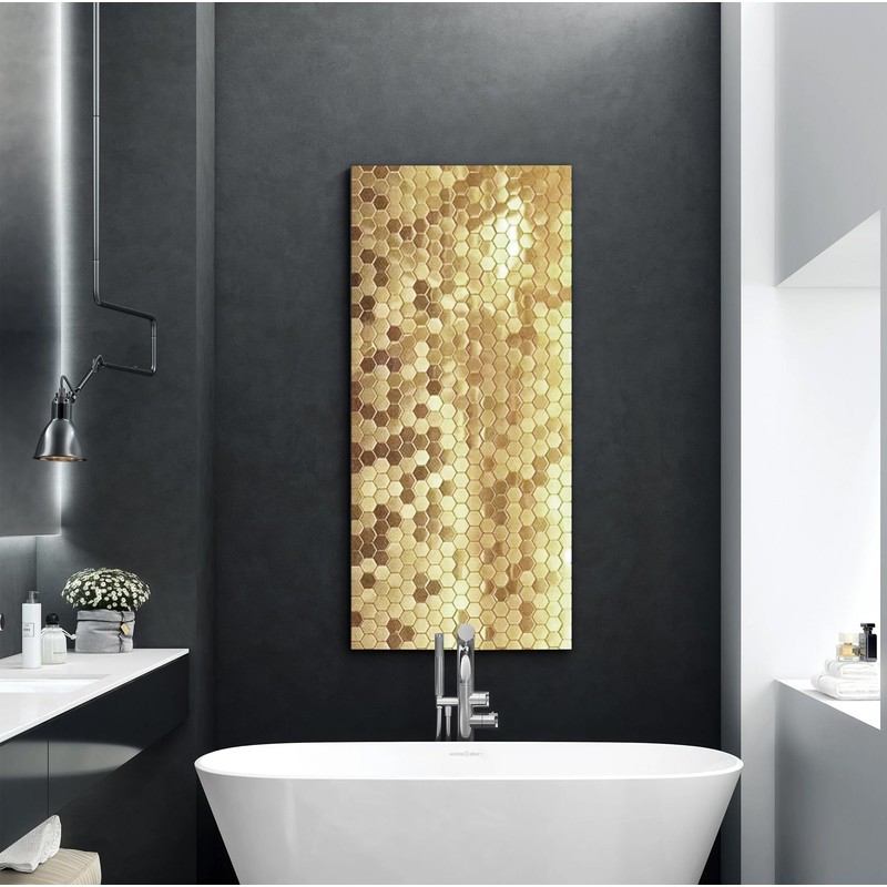 Blujellyfish Hexagon Gold Backsplash Tiles Metal Mosaic Tile Stainless Steel
