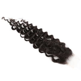 2 * 6 HD Lace Closure Pre Plucked Skinlike Lace Hair Pieces With Baby Hair Natural Color Deep Wave 14"