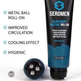 Seromen Razor Bump Treatment for Men - Ingrown Hair Treatment for Men - Face & Body After Shave & Razor Burn Treatment - Metal Roll On Soothes Skin & Calms Irritation (3.5fl.oz) Made in USA.