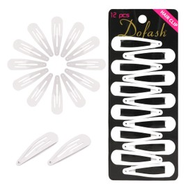 Dofash Pack of 12 Simple Large Hair Snap Clips 2 Inch/5 cm Snap Hair Clips - Metal Hair Clips Basic Hair Accessories for Children Girls Women (White)