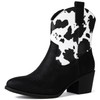 GLOBALWIN Women's Black Cowgirl Boots Cow Print Ankle To Mid