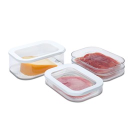 Mepal 2-Piece Food Storage Containers Starter Set Meat and Cheese Modula Storage Container - Ideal for Food Storage - Dishwasher Safe, White
