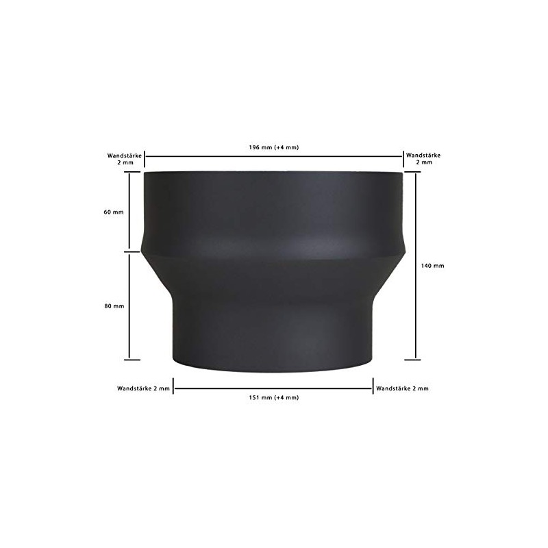 LANZZAS Stove Pipe Extension from Diameter 150 mm to Diameter