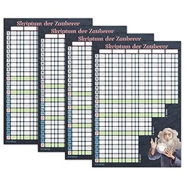 Card Game Pad DIN A5 - Script of the Wizards - Modern Replacement Pad with Updates, Easy to Read and Clearly Designed Also Suitable for Seniors and Children, Large Game Pad with 50 Sheets (4x)