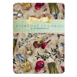Newbridge Oil and Vinegar Tuscany Print Vinyl Flannel Backed Tablecloth, Olive Oil Bottle Indoor/Outdoor Waterproof Tablecloth, Barbeque, Patio and Kitchen Dining, 52 Inch x 52 Inch Square