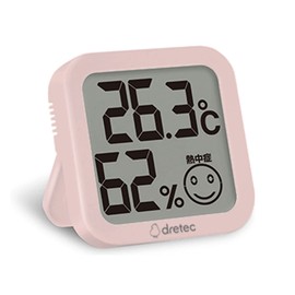 dretec Digital Thermometer/Hygrometer, Hygrometer, Large Screen, Compact, Pink