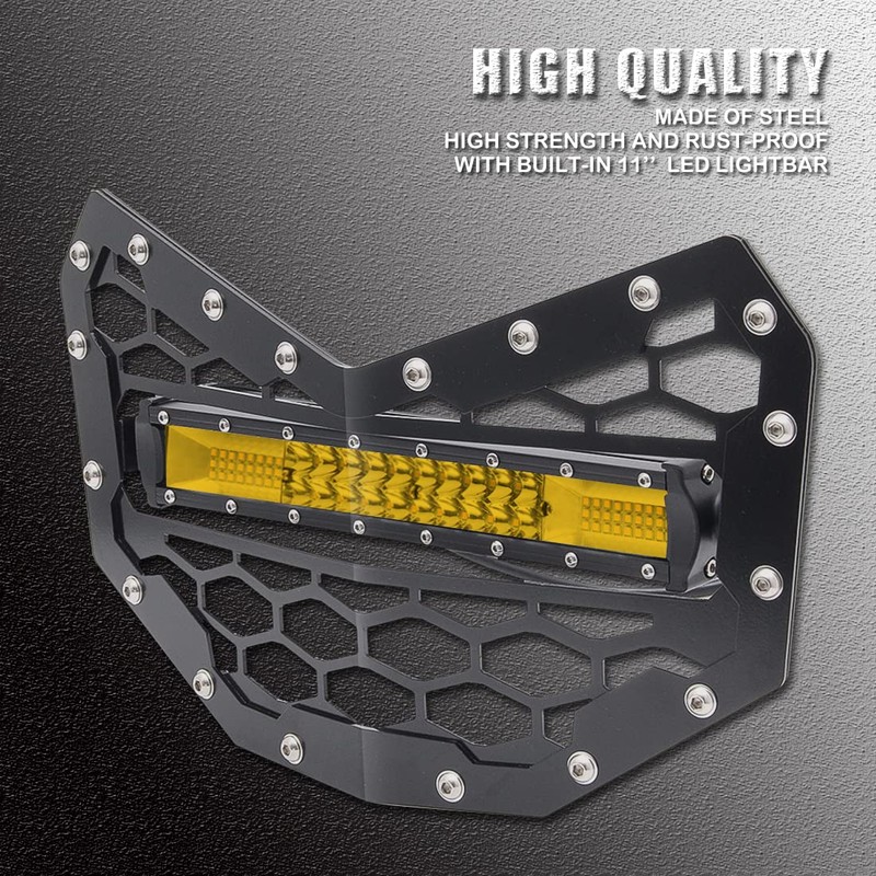 Chelhead Black Steel Grille with 11 INCH Yellow Slim Led
