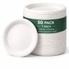 1ABOVE 50 Pack Extra Strong White Disposable Bagasse Plates, 100%