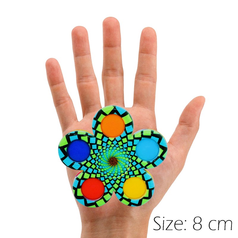 Stress Relief Hand Spinner Push Pop Bubble Fidget Toy (Rainbow)