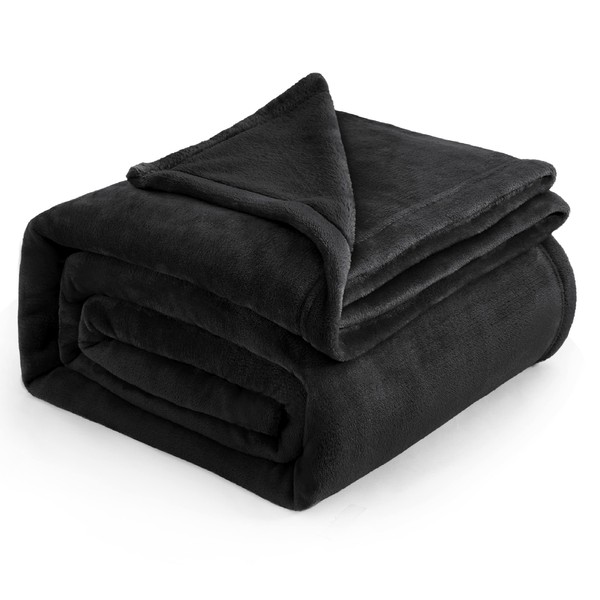 Bedsure Fleece Blankets King Size Black - Bed Blanket Soft