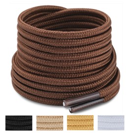 Handshop 2 Pairs Round Boots Shoelaces 3.5 MM Athletic Replacement Shoe Laces 30-63” Shoestrings For Running Sporting Walking Brown 102