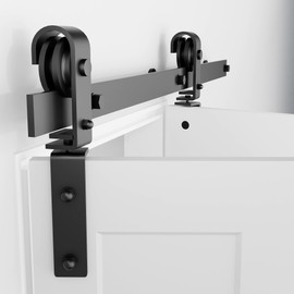 TOPSON 48" Bifold Barn Door Hardware Kit,52'' Rail Length,Barn Door Hardware for Bifold Doors,Heavy Duty Black Track, Silent Pulley,for Two Doors(Door Panel Not Included)