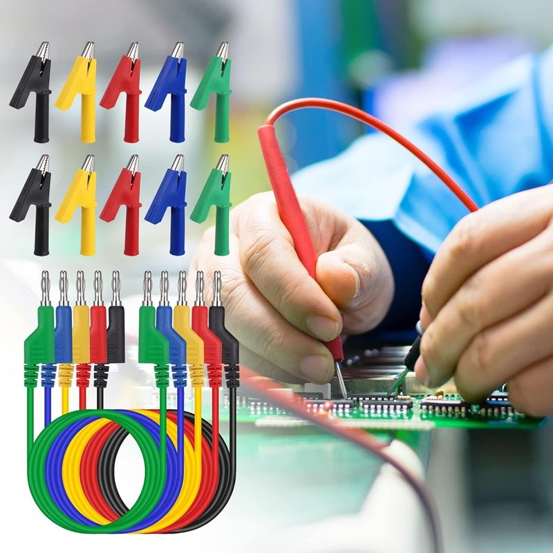 5pcs Multimeter Test Leads Set, 4mm Double Ended Banana Plug