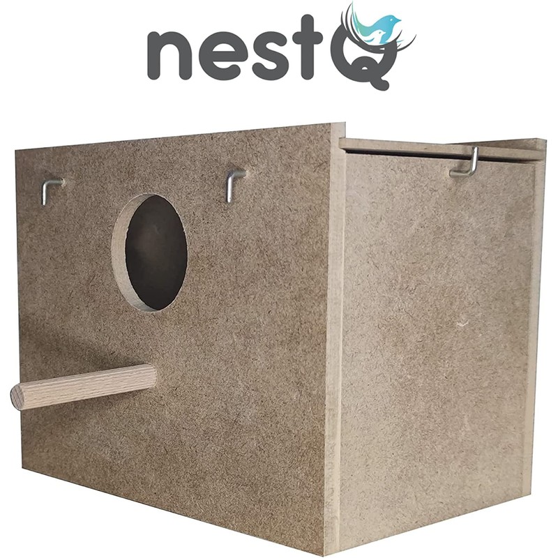 Budgie Nest with Shavings for the Bed, Wooden Bird House